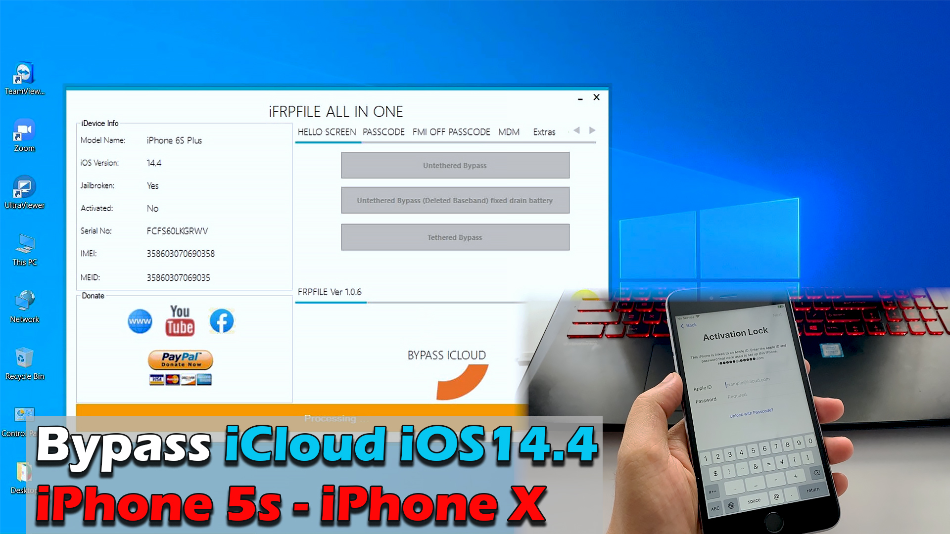 Bypass iCloud iOS 14.4 with 3utools | iPhone 5s - iPhone X