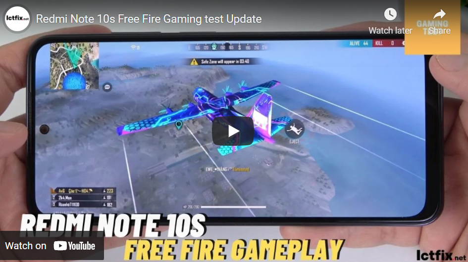 Redmi Note 10s Free Fire Gaming test 
