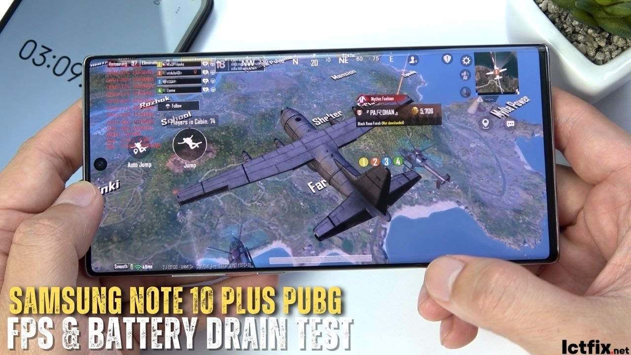 samsung note 10 plus pubg fps test