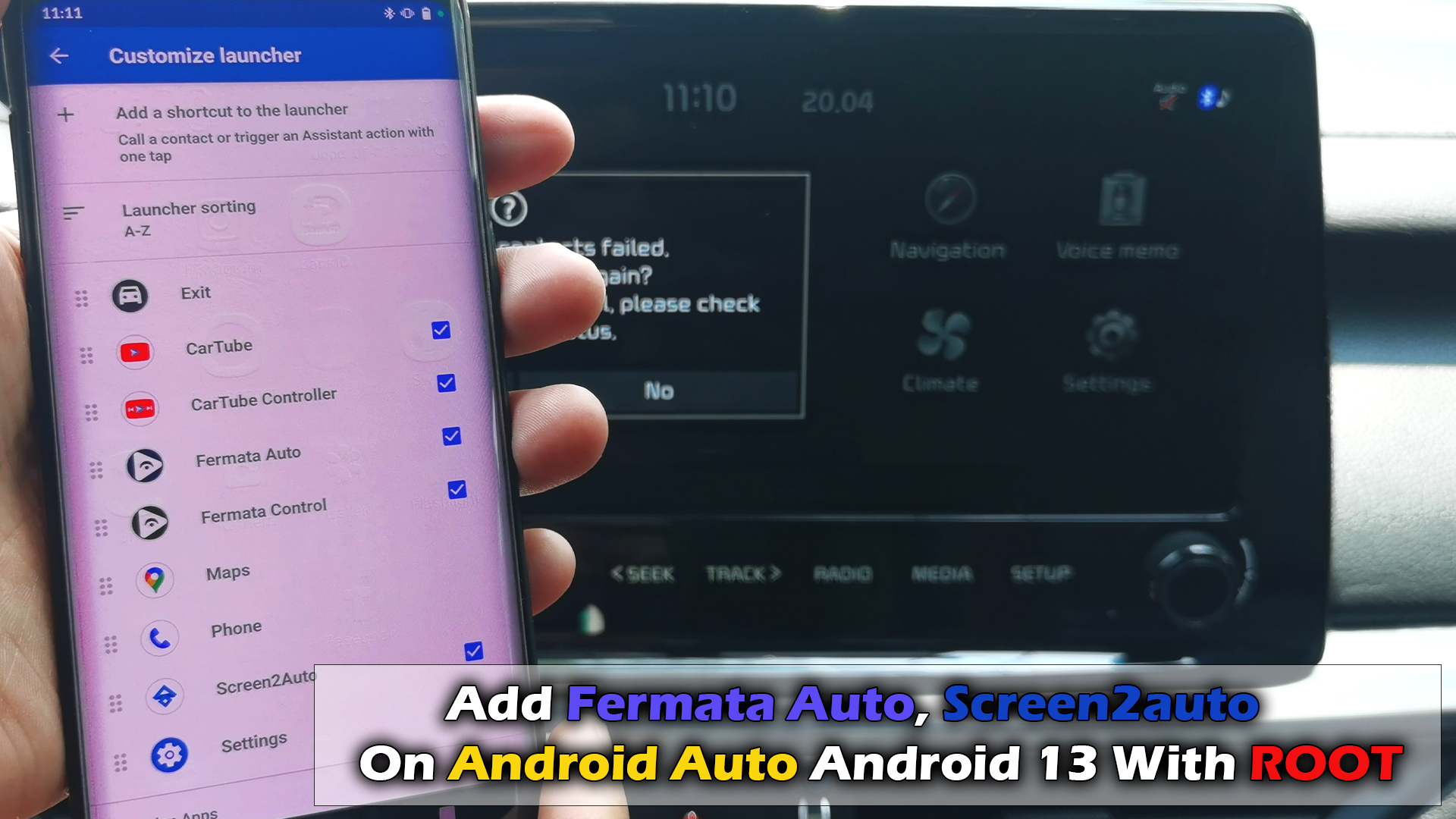 Add Fermata Auto, Screen2auto On Android Auto Android 13 With ROOT  Permissions - ICTfix