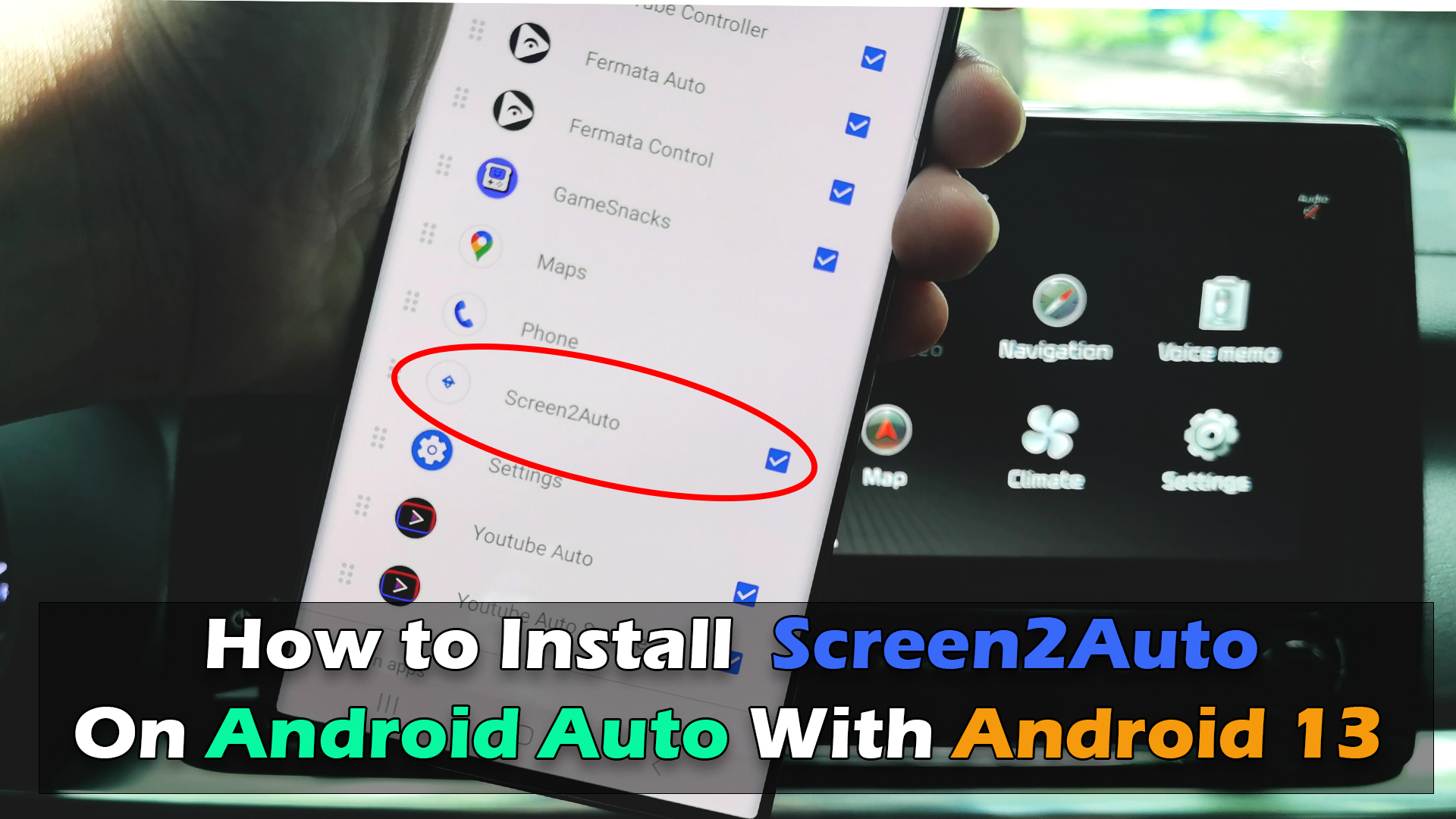 screen to auto android 13