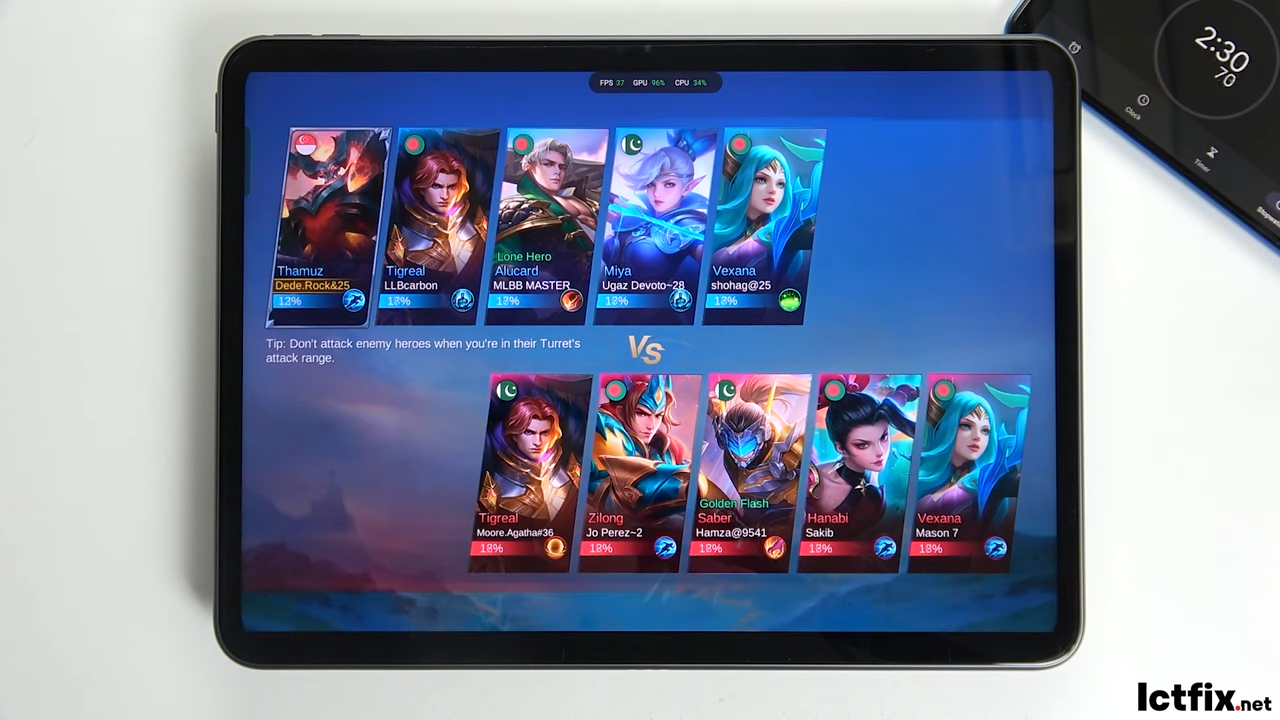 Oppo Pad 2 Mobile Legends Gaming test 