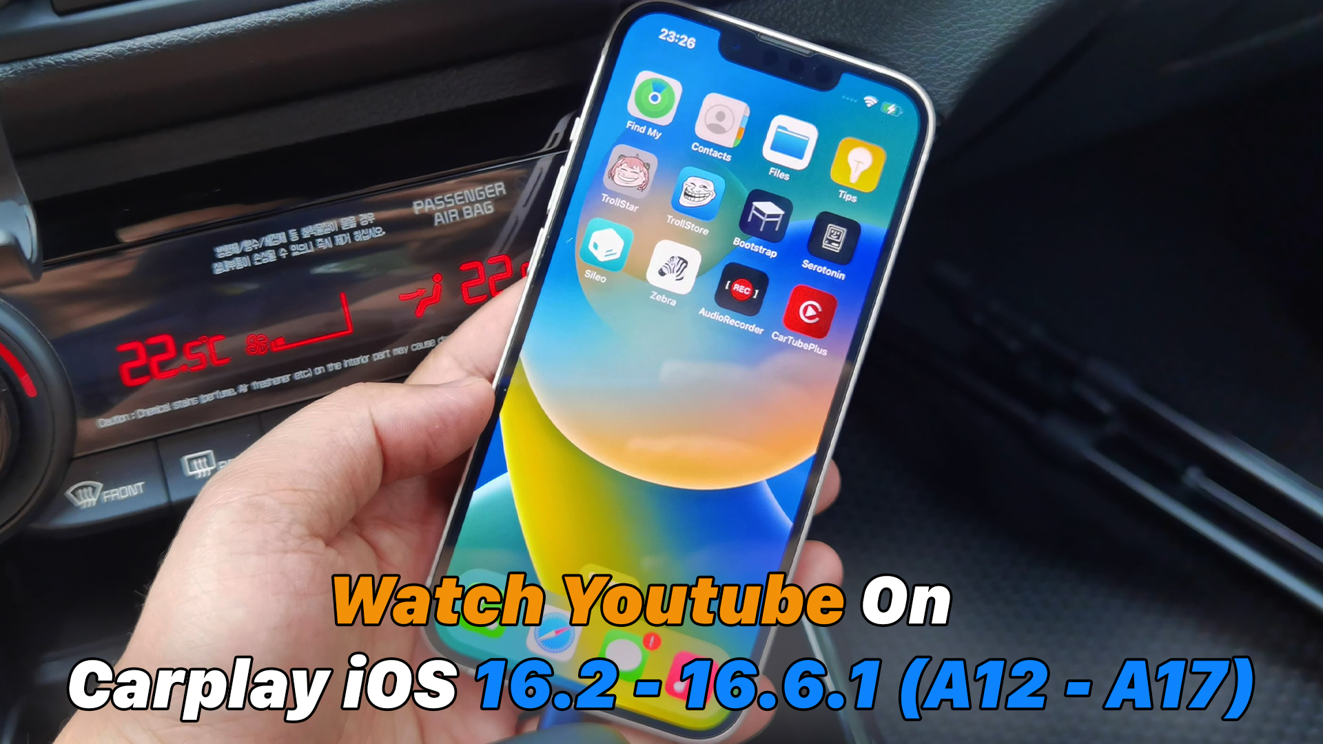 Watch Youtube On Carplay iOS 16.2 16.6.1 (A12 A17) ICTfix