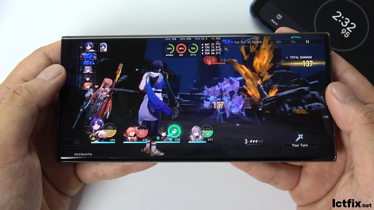 Samsung Galaxy S23 Ultra Honkai Star Rail Gaming test