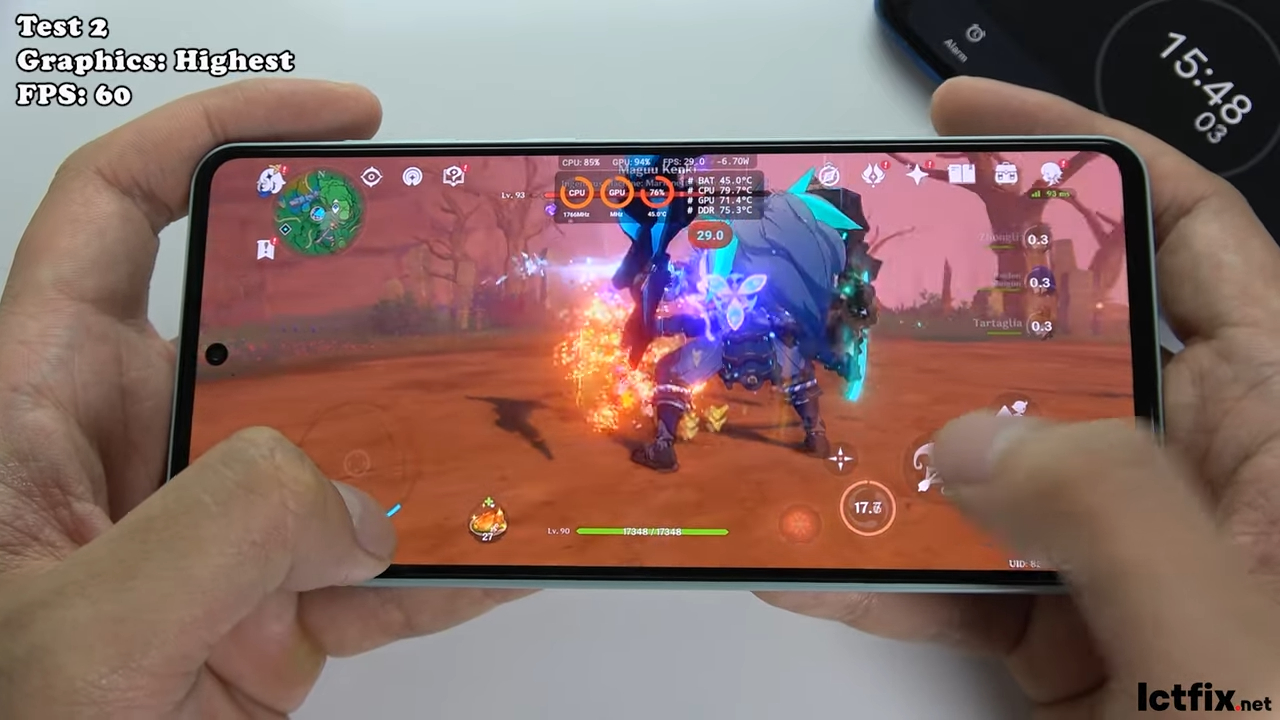 Samsung Galaxy M55 Genshin Impact Gaming test