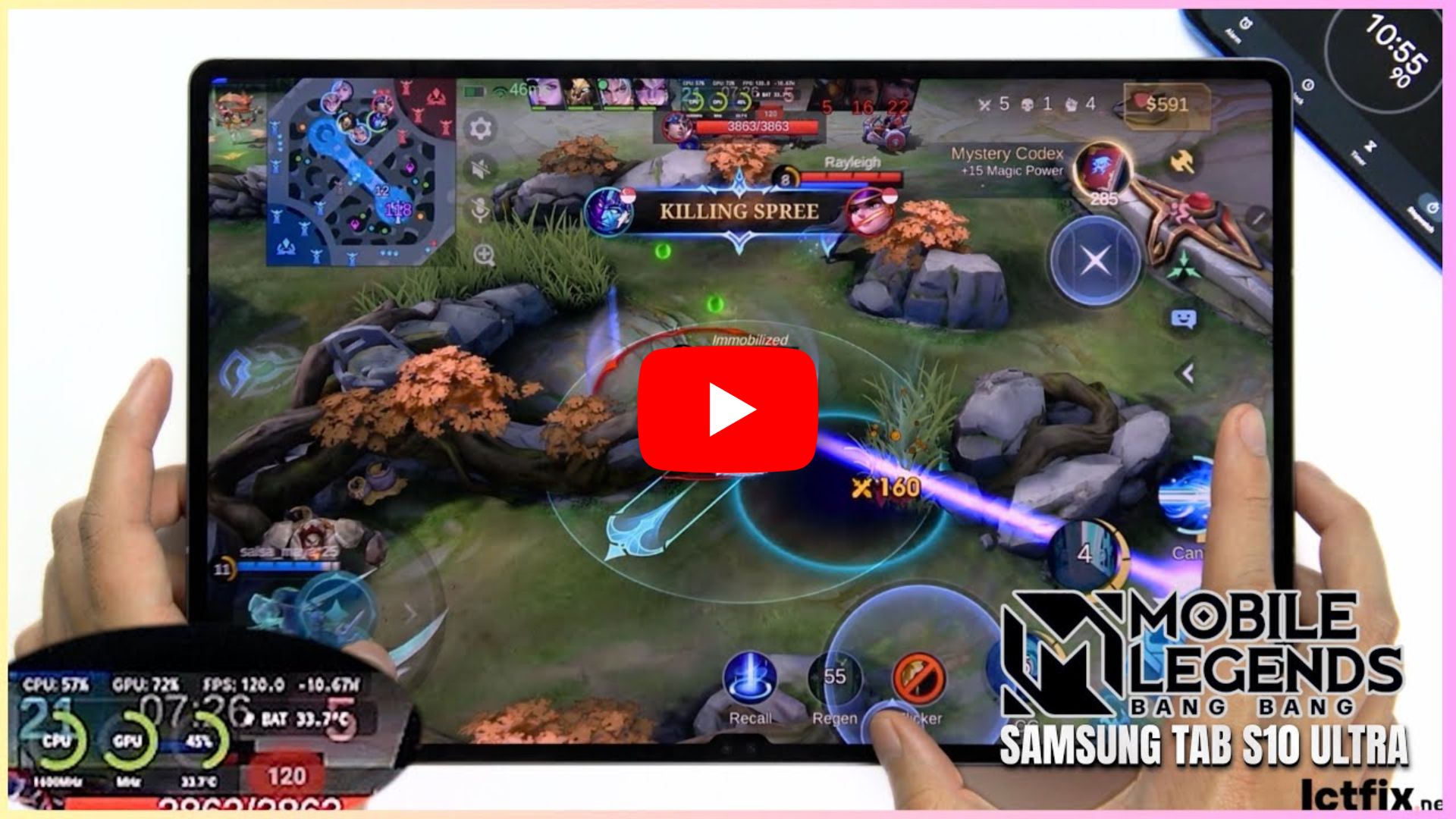 Samsung Tab S10 Ultra Mobile Legends Gaming test MLBB | Dimensity 9300+, 120Hz Display